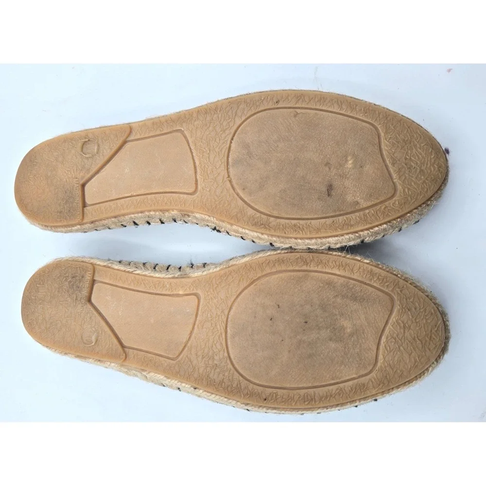 Bata Womens Cream Suede Espadrille Flats Spain Black Stitching Size 40 US 9